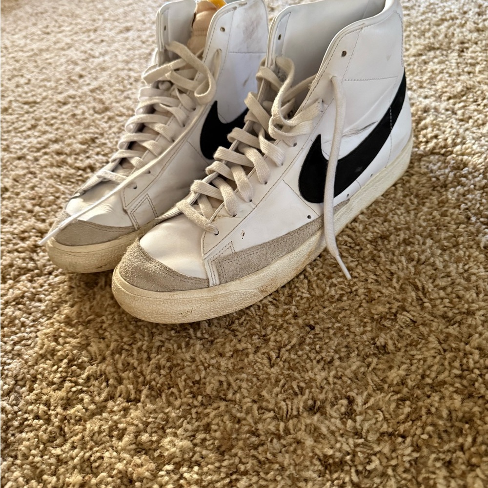 Nike White and Black High-Top Sneakers
